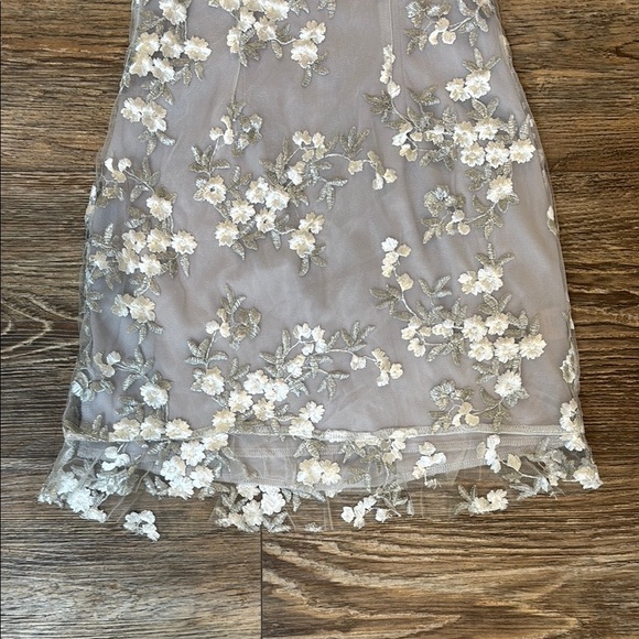Lucy in the Sky Women's Size XS One Shoulder Dress with Gray Floral Embroidery - Picture 4 of 10